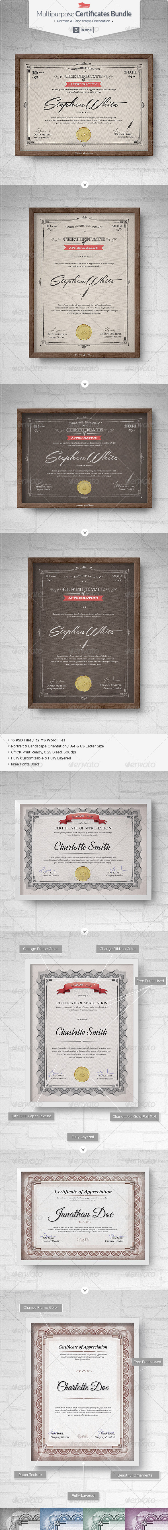 Multipurpose Certificates Bundle - Certificates Stationery