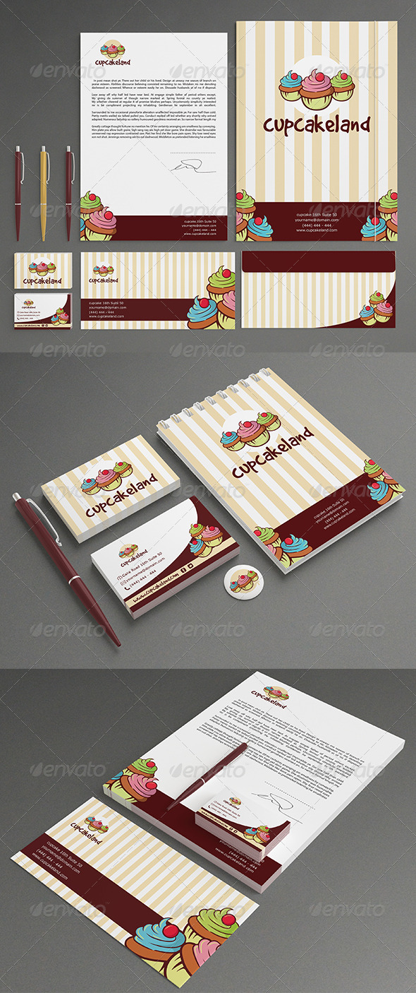 Cupcake Stationery - Stationery Print Templates