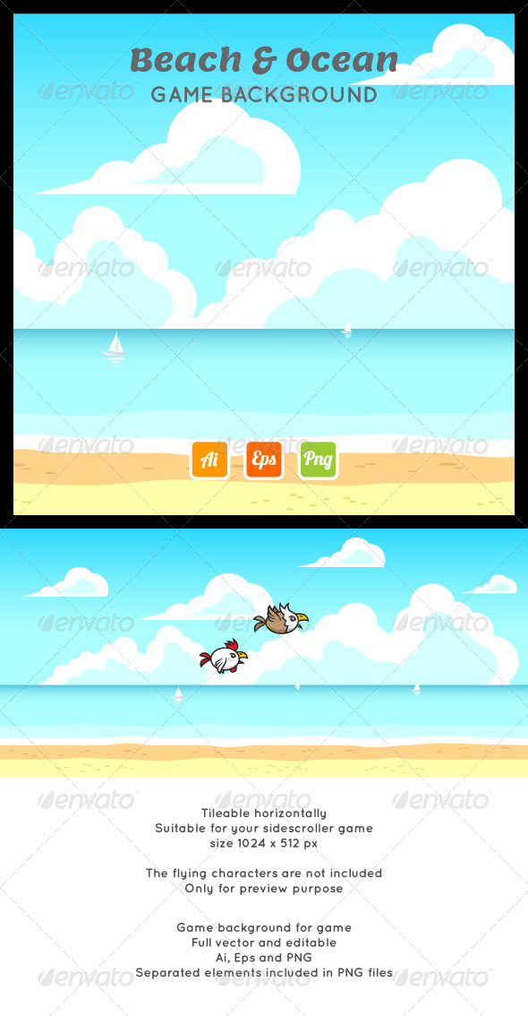Beach Ocean Game Background - Backgrounds Game Assets
