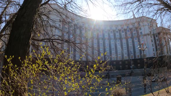Government Building of Ukraine in Kyiv  Cabinet of Ministers Slow Motion alt
