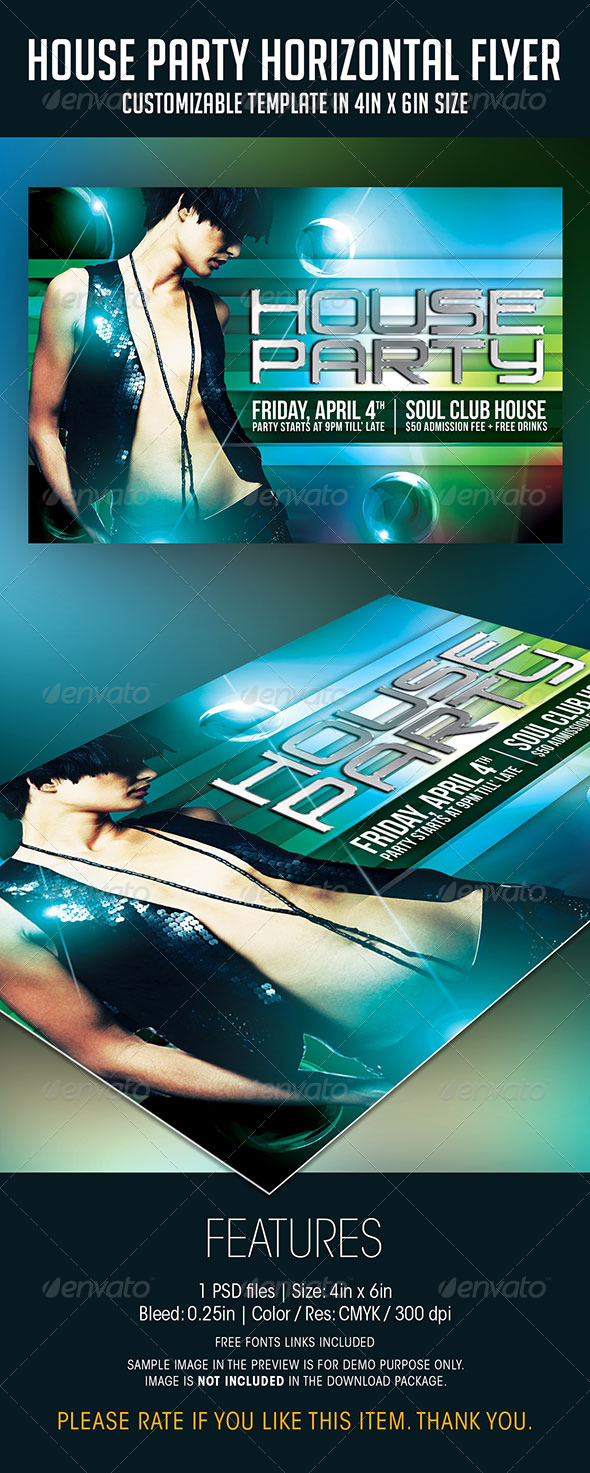 House Party Horizontal Flyer - Clubs & Parties Events