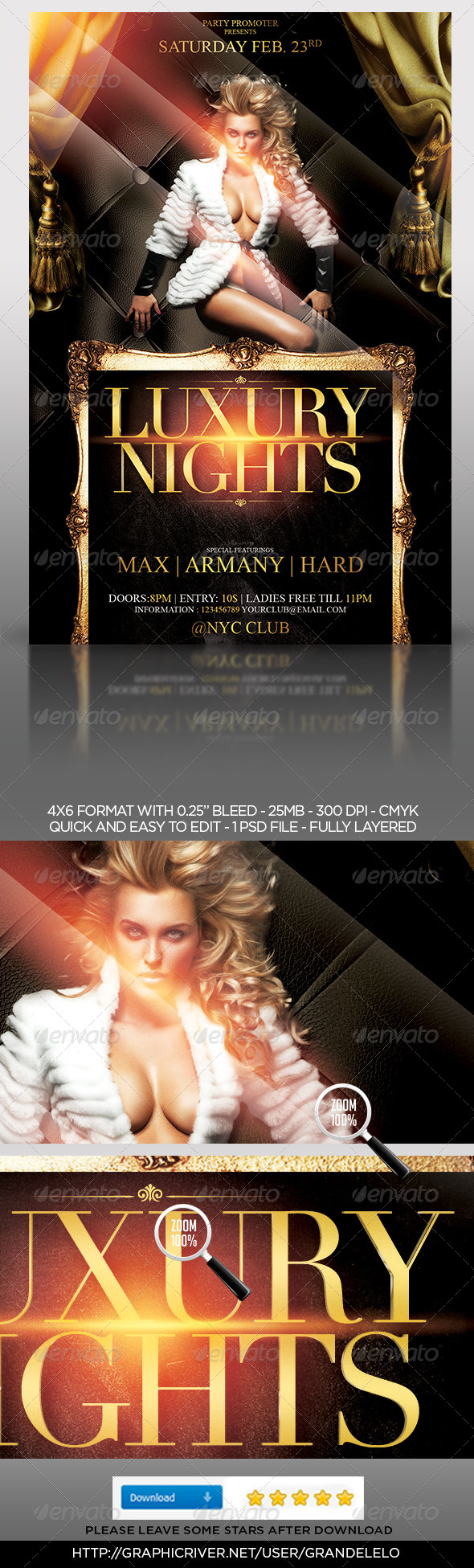 The Luxury Nights Flyer Template - Clubs & Parties Events