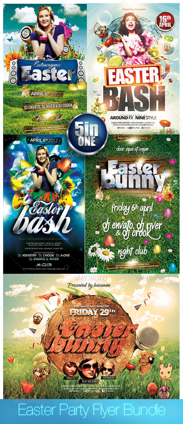 Easter Party Flyer Bundle - Flyers Print Templates