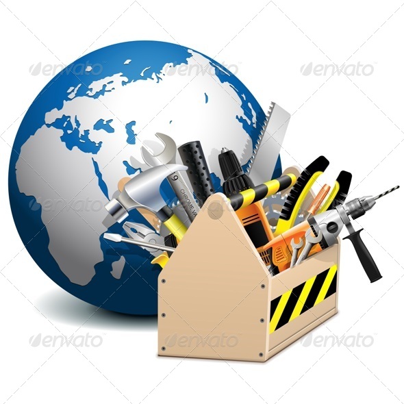Vector Toolbox with Globe - Industries Business