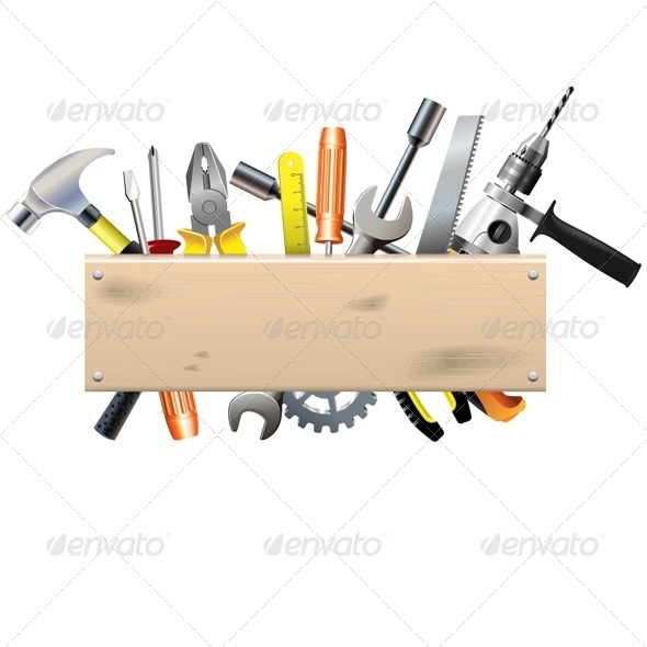 Vector Board with Tools - Industries Business