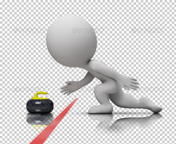 3d small people - curling - Characters 3D Renders