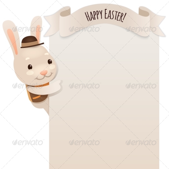 Happy Easter Bunny Looking at Blank Poster - Miscellaneous Seasons/Holidays