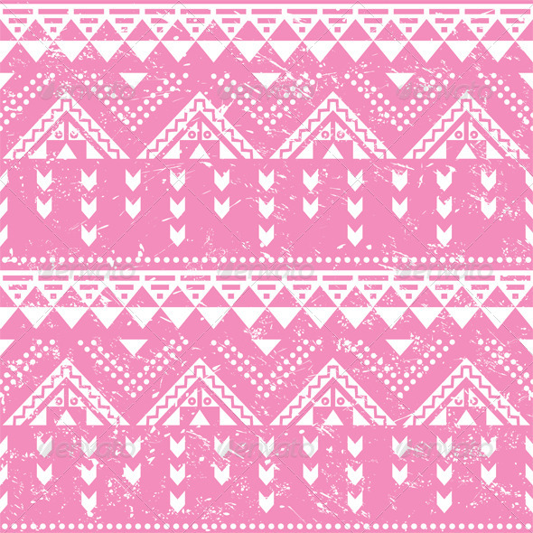 Tribal pattern, pink aztec print - old grunge styl - Patterns Decorative