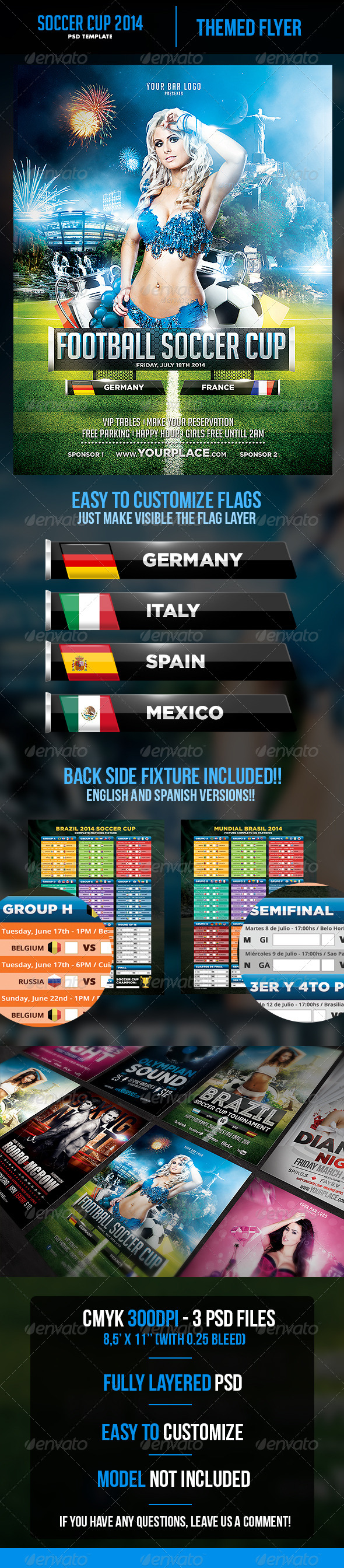 Soccer Cup 2014 Flyer with Fixture - Eng, Spa - Sports Events