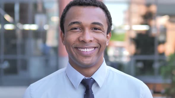 Outdoor Portrait of Smiling African Businessman alt