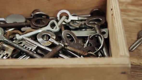 Group Of The Metal Keys In The Box