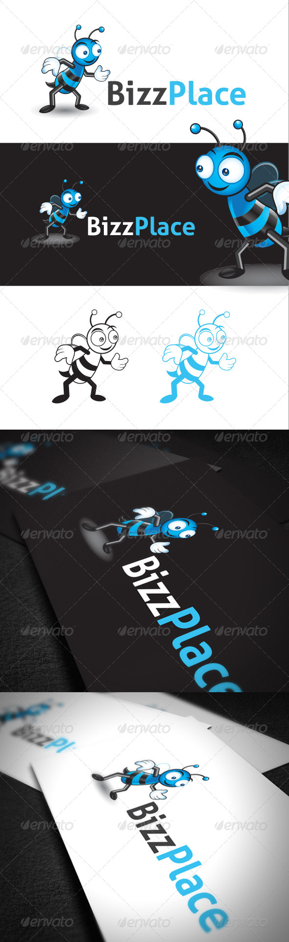 Character Design Bee in Vector Format - Animals Logo Templates