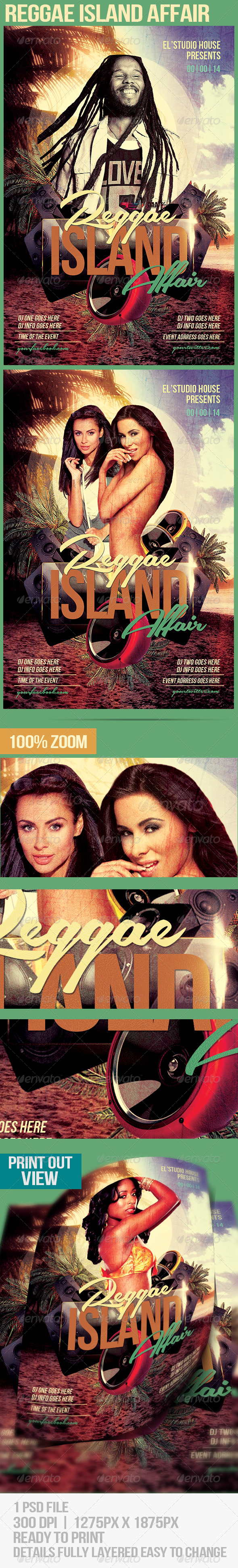 Reggae Island Affair Party Flyer - Flyers Print Templates