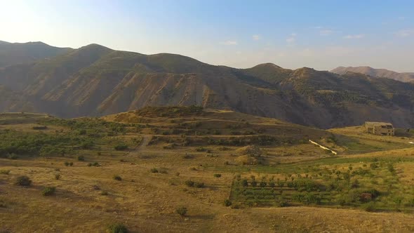 Fascinating Aerial View of Orchards and Mountains in Armenia, Agriculture alt