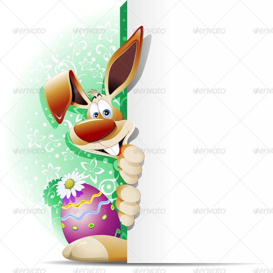 Easter Bunny Cartoon with White Panel by Bluedarkat | GraphicRiver