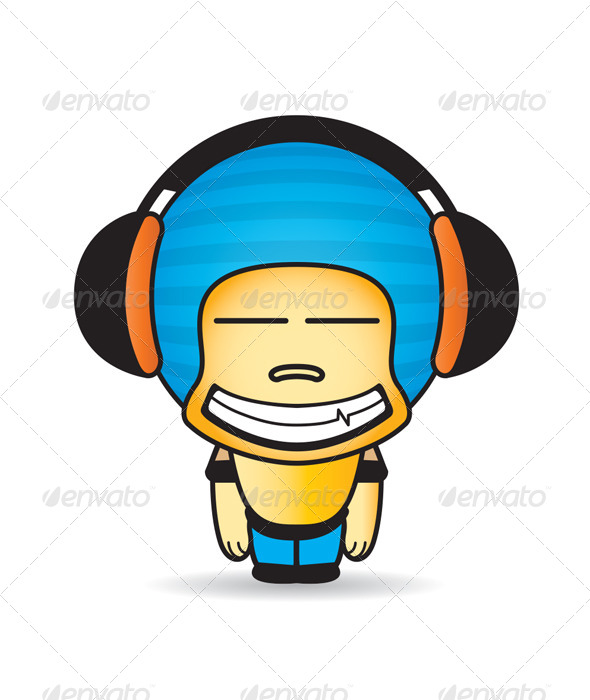 Boy Character with Headphones - Characters Vectors