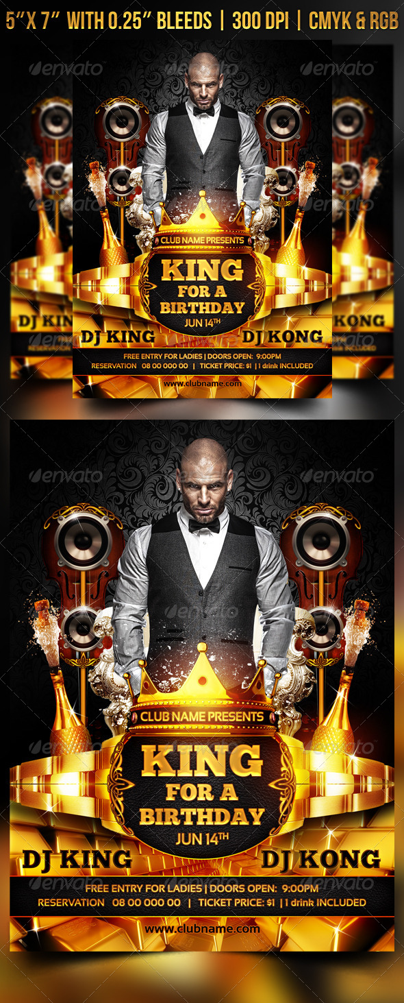 King for a Birthday Flyer - Events Flyers