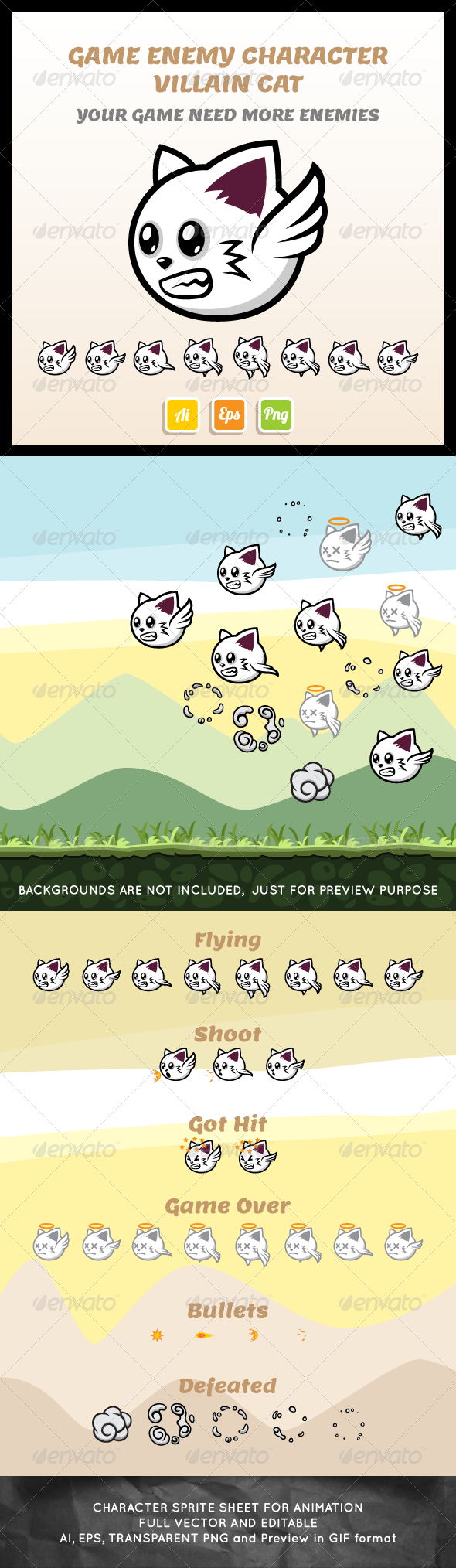 Villain Cat Sprite Sheet - Sprites Game Assets