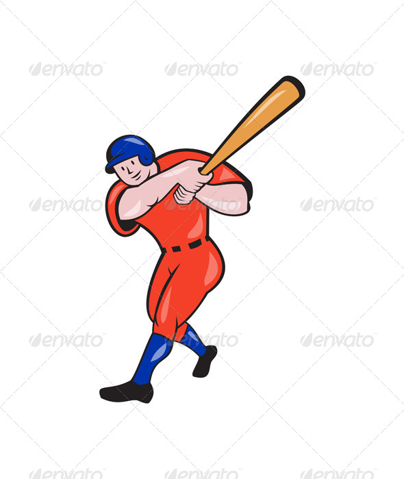 Red Baseball Player Batting - Sports/Activity Conceptual