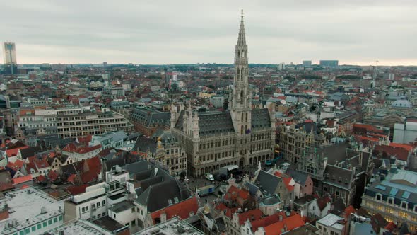 Aerial View of the Grand Place in Brussels Belgium with Baroque Architecture