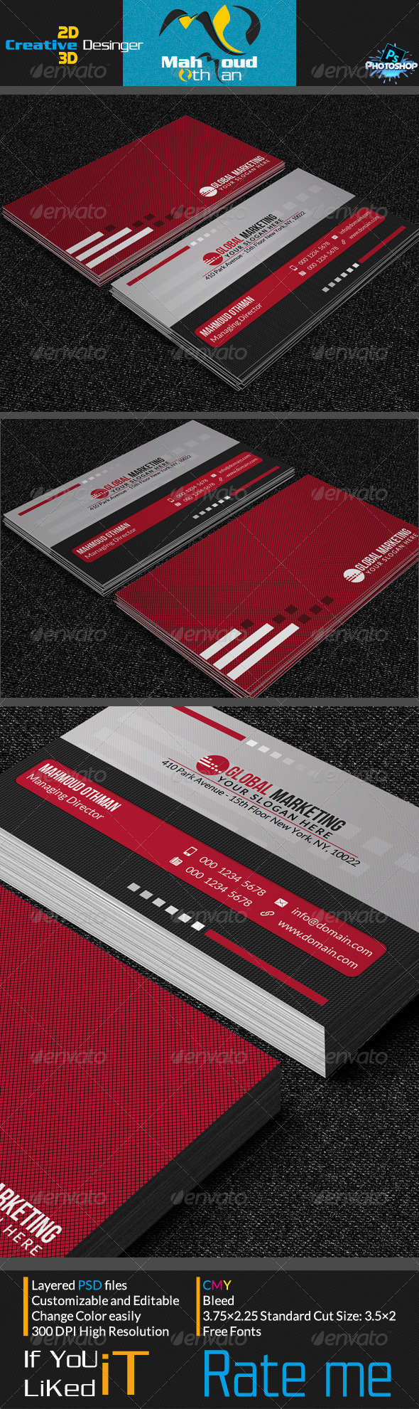 Simple Red Business Card V05 - Corporate Business Cards