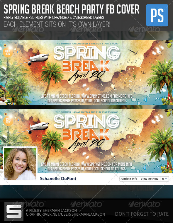 Spring Break Beach Party Fb Cover By Shermanjackson Graphicriver