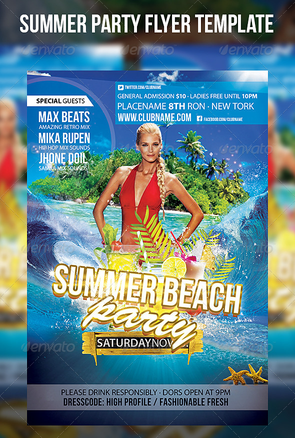 Summer Party Flyer Template - Events Flyers