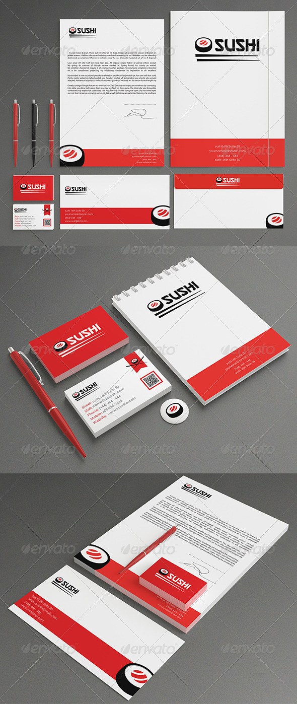 Sushi Stationery - Stationery Print Templates