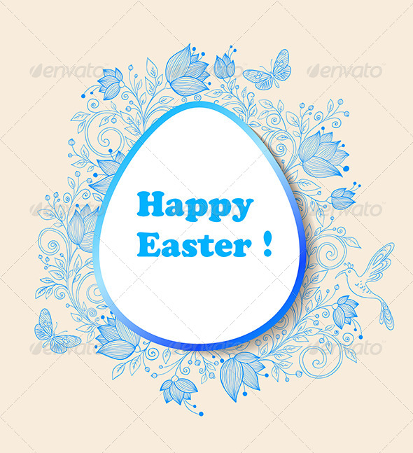 Easter Background with Blue Flowers - Backgrounds Decorative