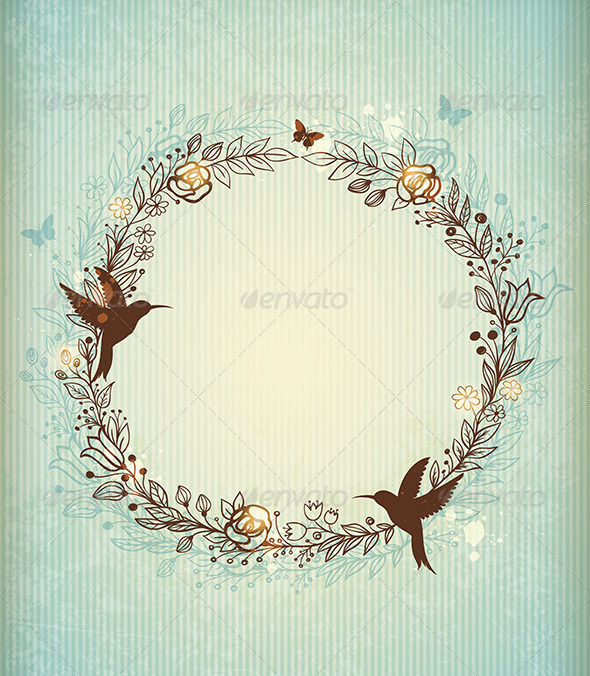 Decorative Vintage Hand Drawn Wreath - Backgrounds Decorative