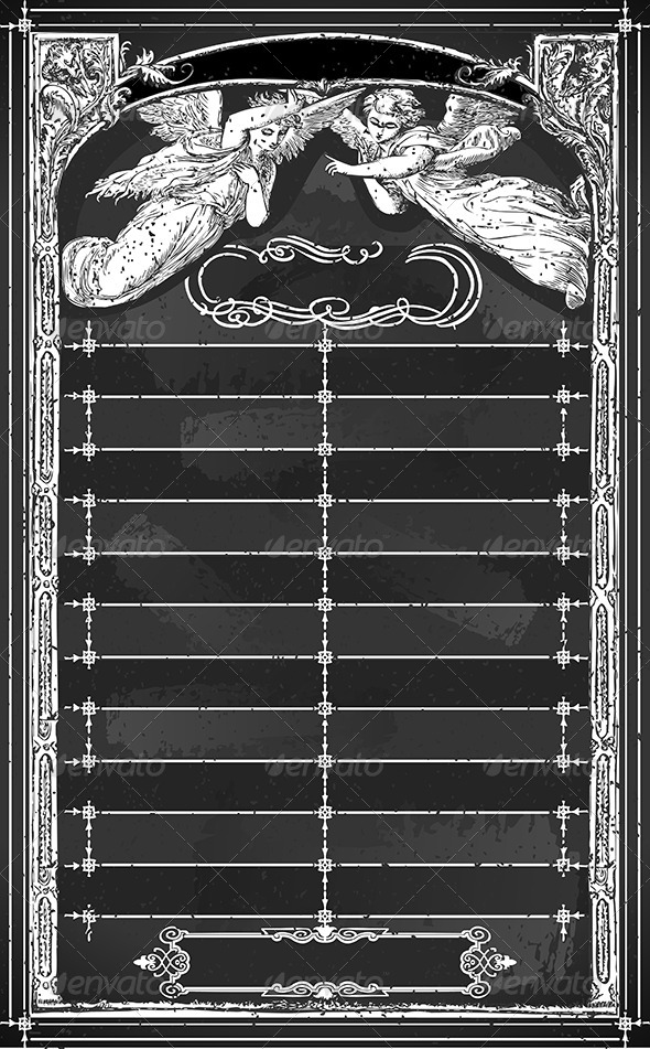 Vintage Menu with Angels on Blackboard - Religion Conceptual