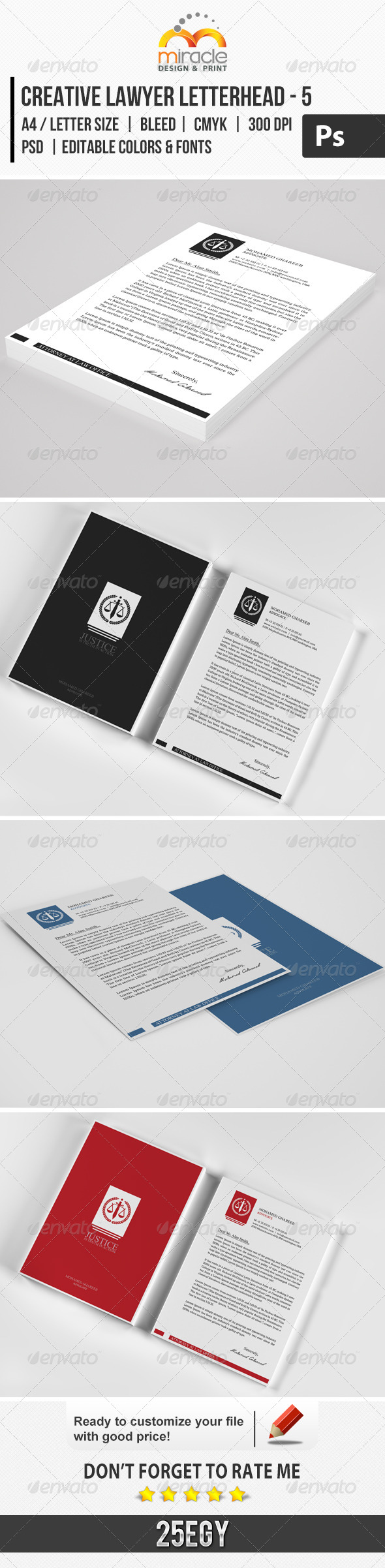 Creative Lawyer Letterhead #5 - Stationery Print Templates