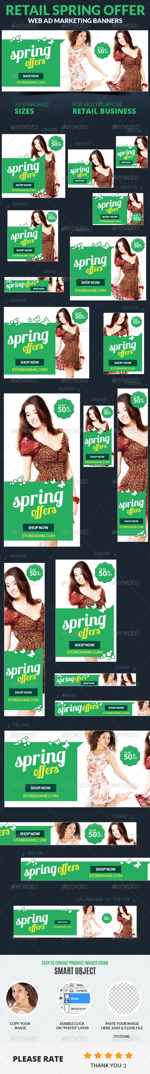 Retail Spring Offer Web Ad Marketing Banners - Banners & Ads Web Elements