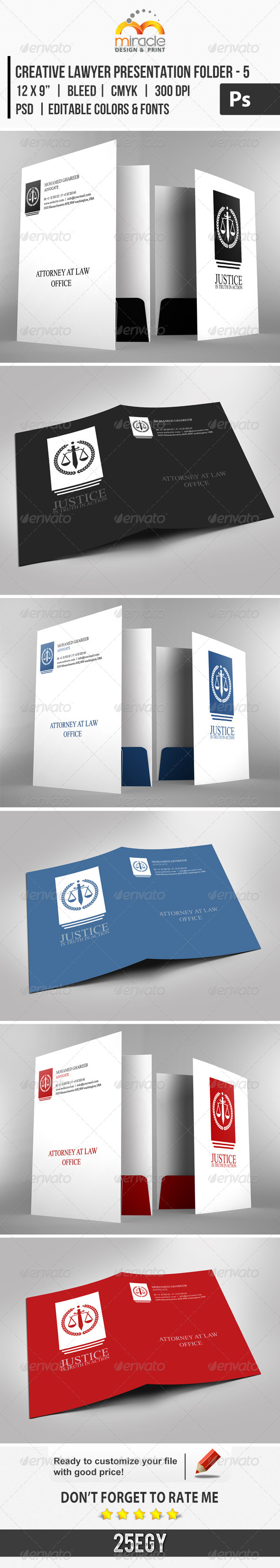 Creative Lawyer Presentation Folder #5 - Stationery Print Templates