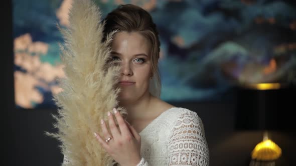 Lovely Portrait of Bride in Veil. Pretty Gorgeous Woman in Dress. Wedding Morning Preparation alt