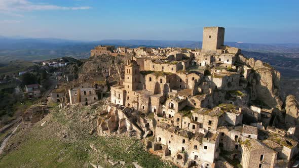 Craco is an abandoned town in Basilicata, Southern Italy. The ghost town was hit by a landslide in t alt
