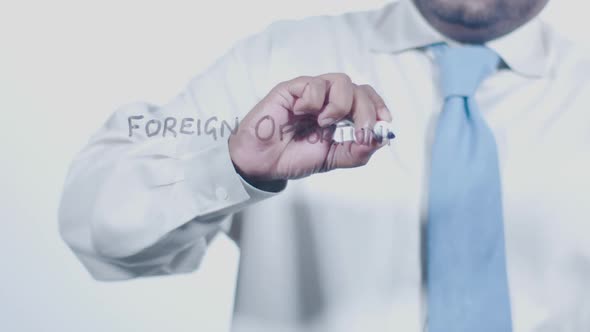 Asian Businessman Writes Foreign Opportunities alt