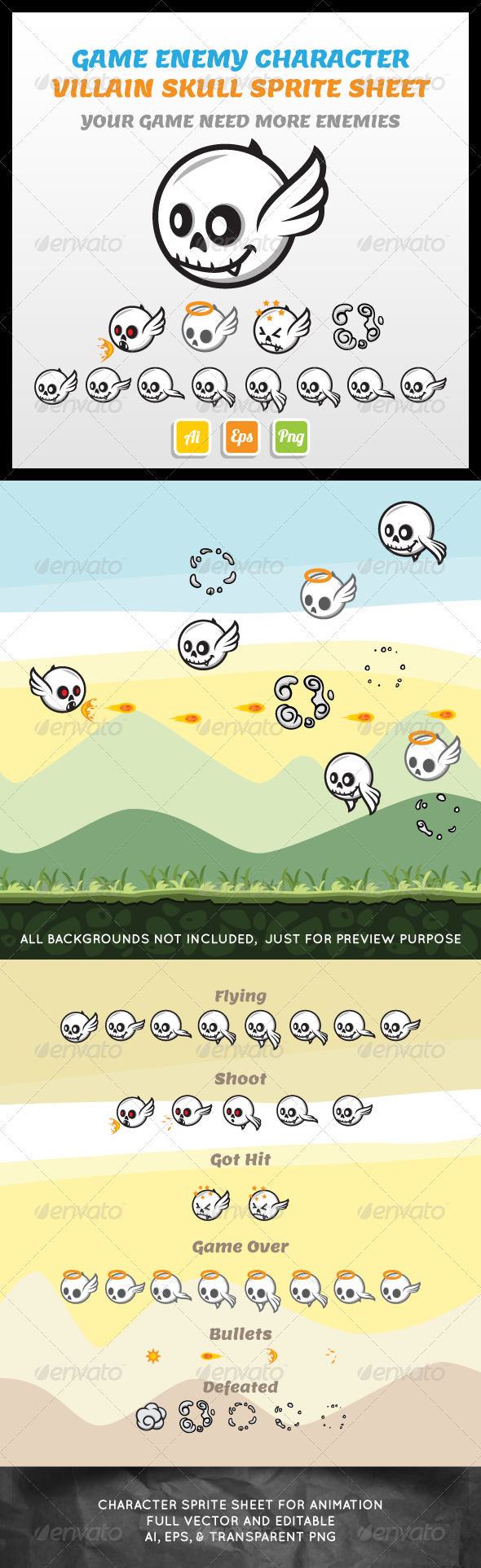 Villain Skull Sprite Sheet - Sprites Game Assets