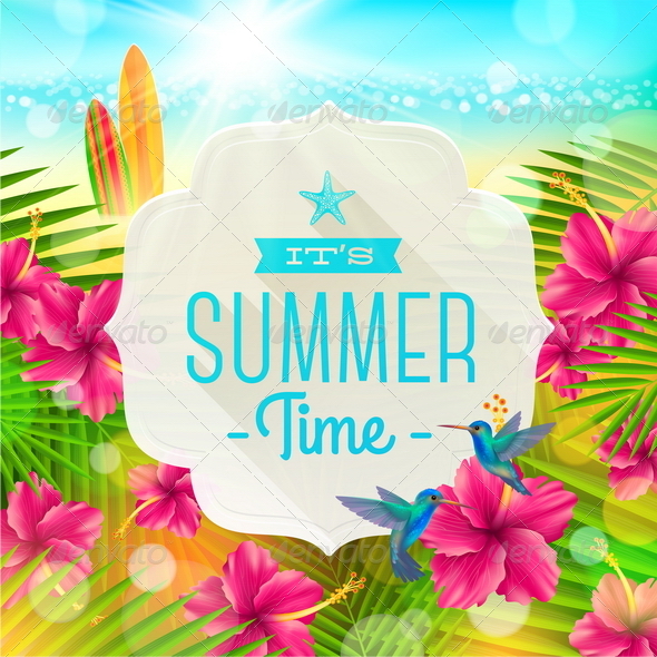 Summer Greeting Illustration - Travel Conceptual