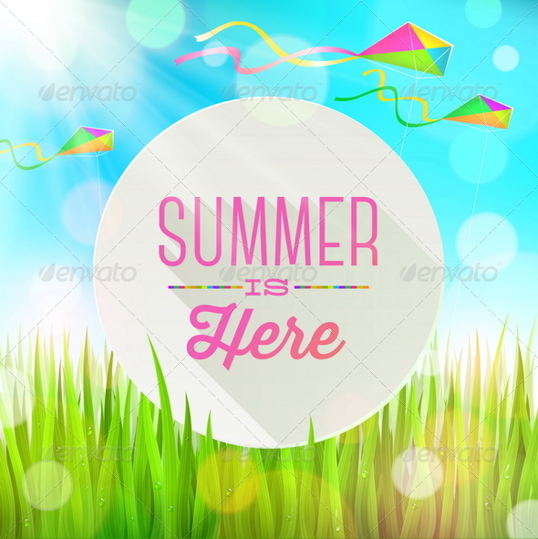 Summer Greeting with Kites and Grass - Seasons Nature