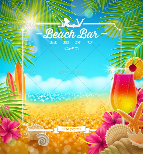 Tropical Beach Bar Menu Design - Nature Conceptual