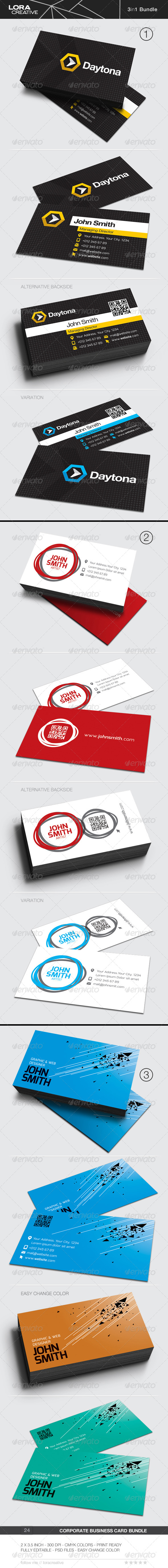 3 in 1 Business Card Bundle - 24 - Business Cards Print Templates
