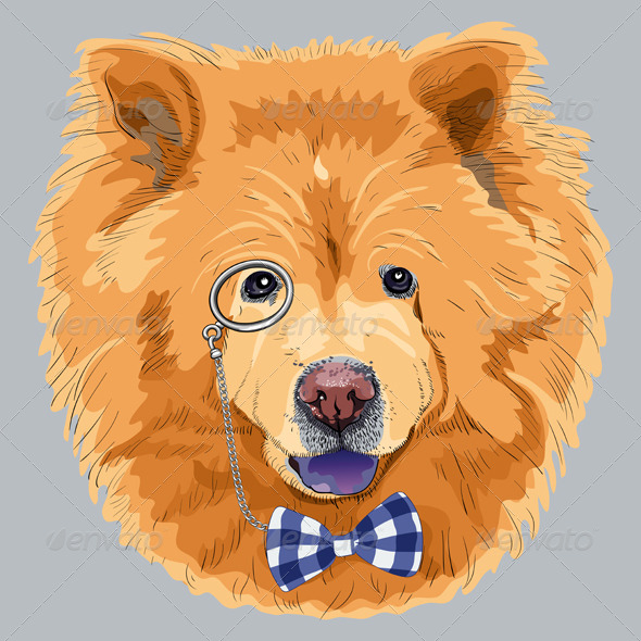 Cartoon Hipster Chow-Chow Dog - Animals Characters