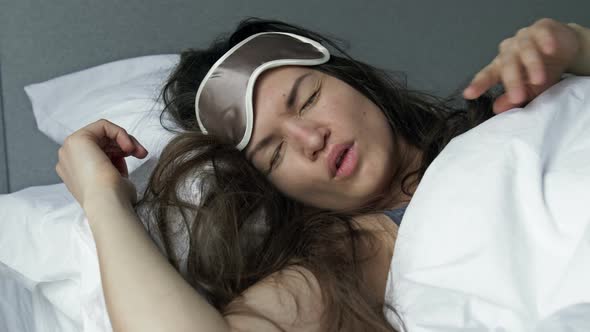 Young Woman Sleeps Ugly After Drinking Alcohol