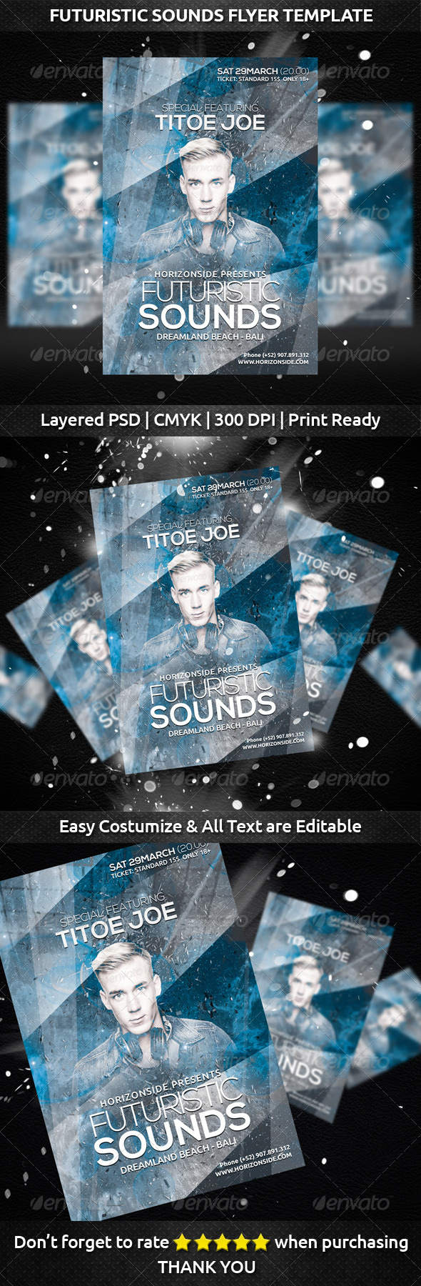 Futuristic Sounds Flyer Template - Clubs & Parties Events