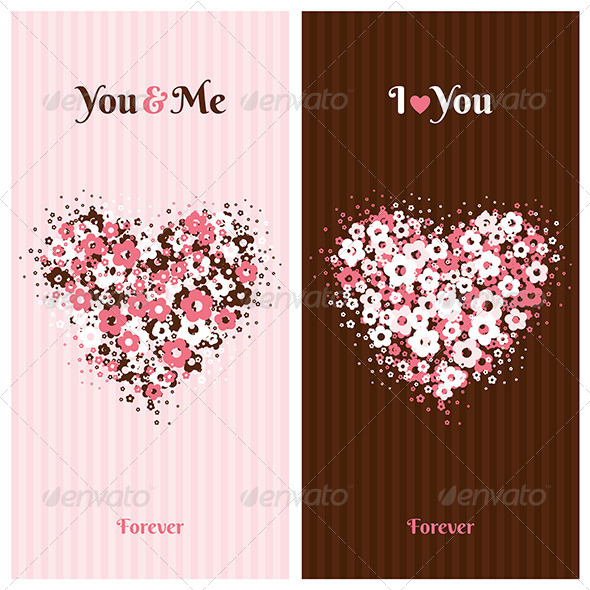 Love Cards with Flower Heart - Seasons/Holidays Conceptual