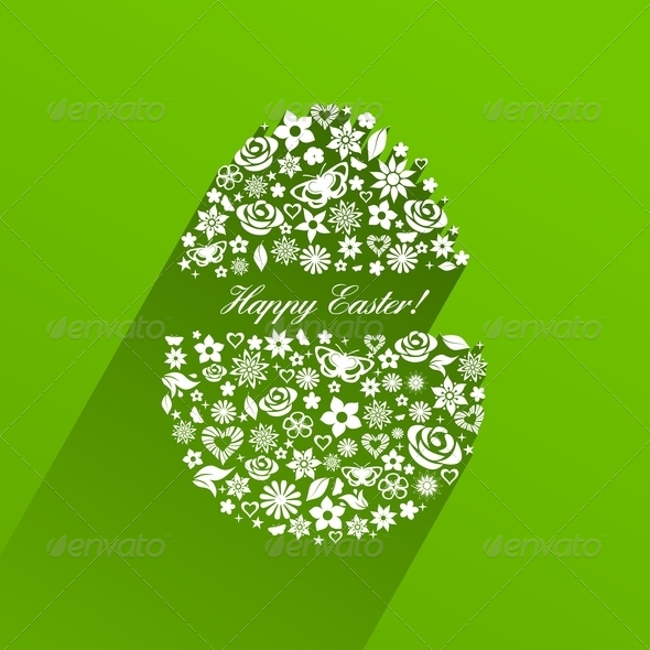 Easter Egg Consisting of White Flowers - Miscellaneous Seasons/Holidays