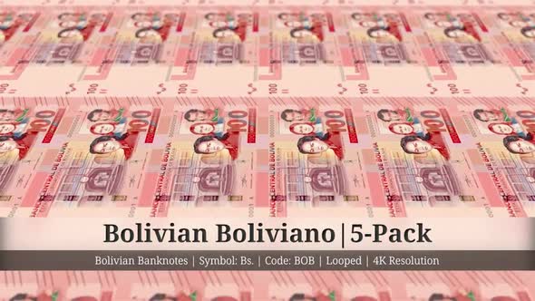Bolivian Boliviano | Bolivia Currency - 5 Pack | 4K Resolution | Looped alt