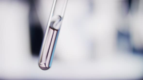 Close Up Glass Test Tube, Cuvette with Sample. Laboratory Testing Pathology alt