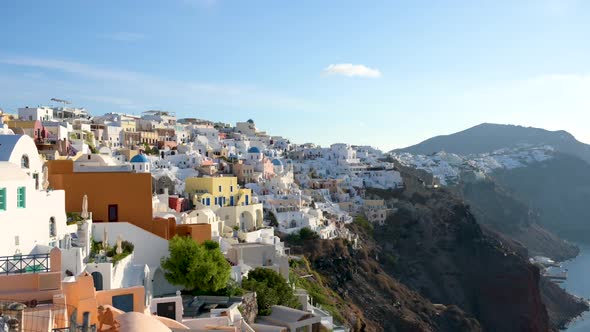 Scenic panorama of the traditional cycladic Santorini village of Oia